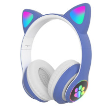Bluetooth наушники CATear STN-28 с кошачьими ушками и подсветкой Синие